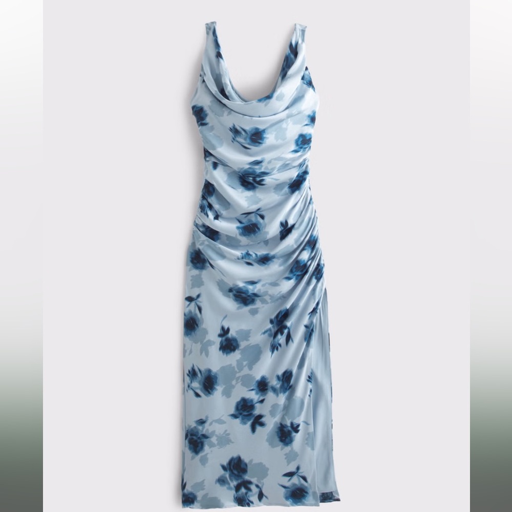 Elegant Blue Floral Dress